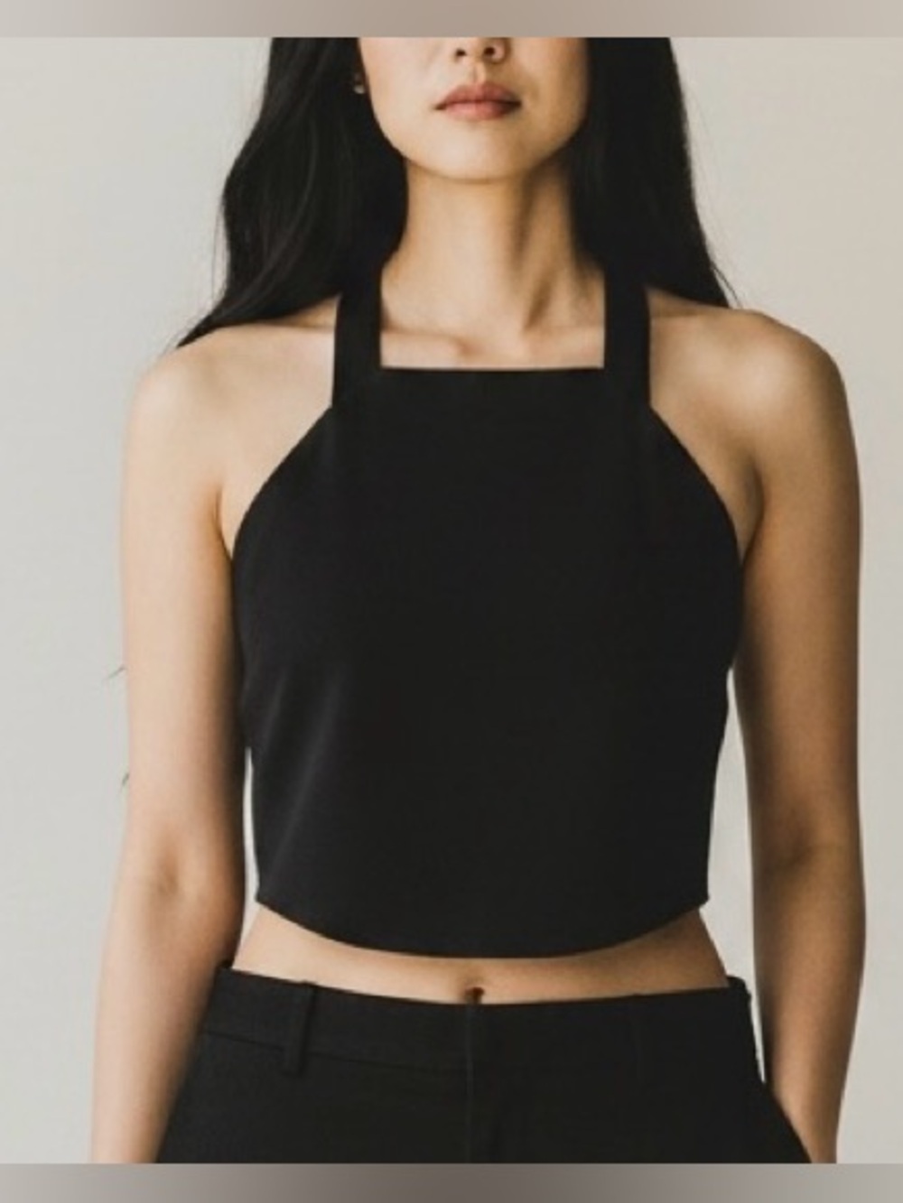 Express Womens Halter Crop Top with Mesh Back Insert. Black. Size Medium…